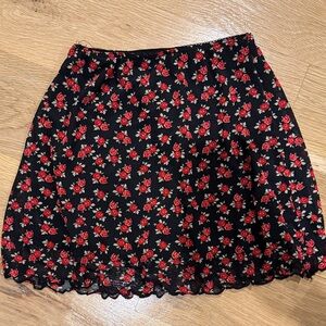 Art Class Black and Red Floral Mini Skirt